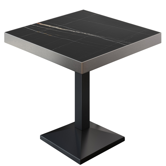 BPA | Stół bistro | Kwadrat | 60 x 60 x 81 cm | Czarny marmur / Czarny