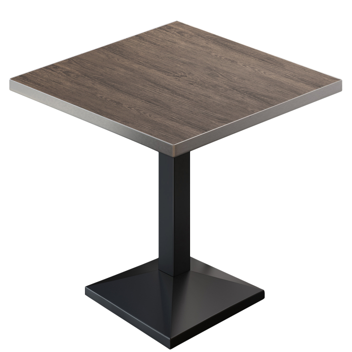 BPA | Bistro Tisch | Quadratisch | Edelstahl Rand | 70 x 70 x 78,5 cm | Light Wenge / Schwarz