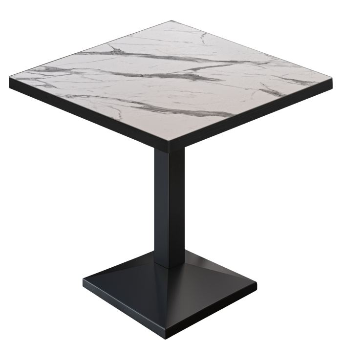 BPA | Bistrobord | Firkantet | 80 x 80 x 78,5 cm | Hvit marmor/svart