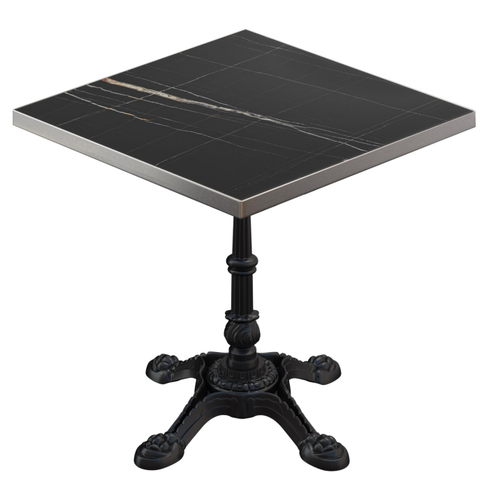 BPR | Table Bistro | 60 x 60 x 74,5 cm | Carré | Marbre noir / Noir