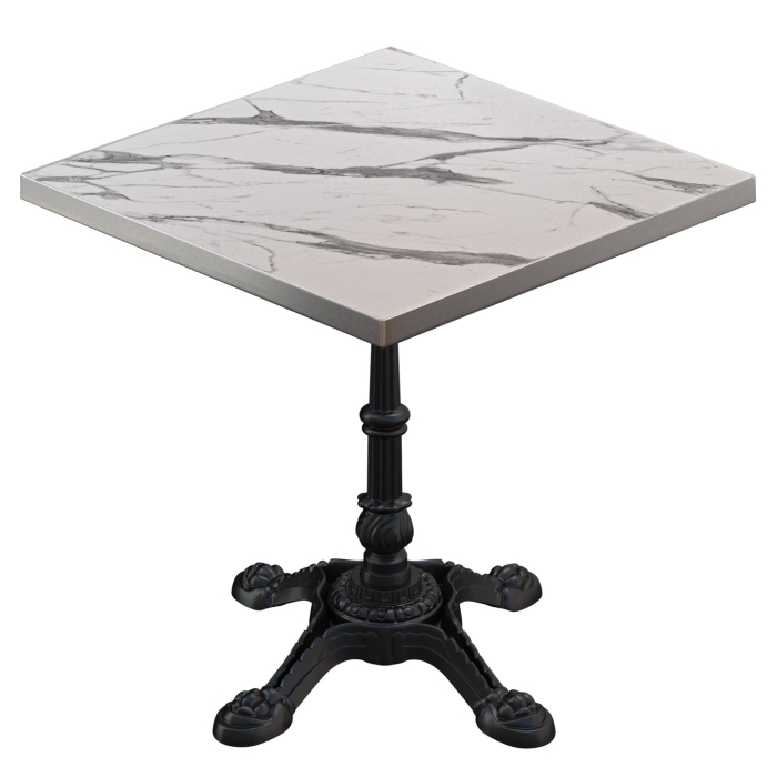 BPR | Table Bistro | 60 x 60 x 74,5 cm | Carré | Blanc Marbre / Noir