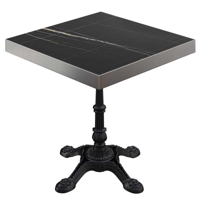 BPR | Bistro Table | 60 x 60 x 77 cm | Square | Black Marble / Black