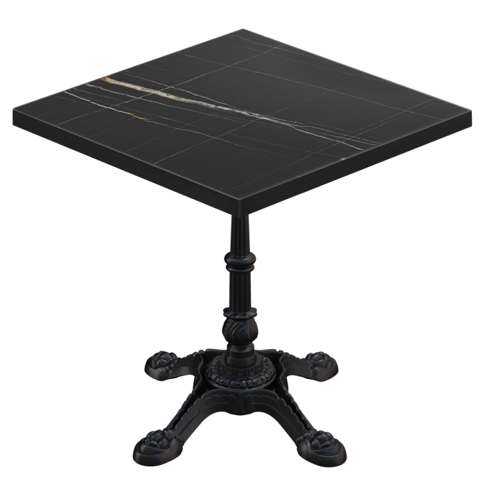 BPR | Bistrobord | 70 x 70 x 74,5 cm | Fyrkantigt | Svart marmor / Svart