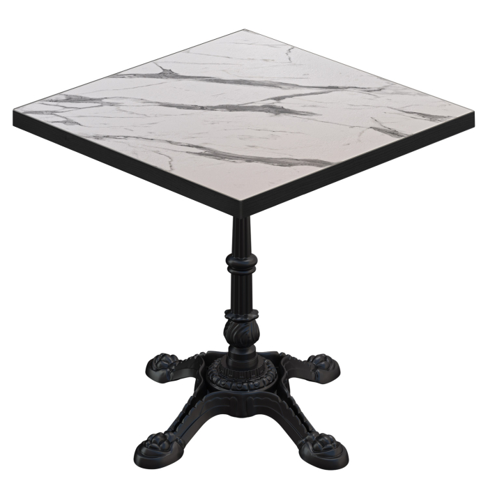 BPR | Tavolo da bistrot | 70 x 70 x 74,5 cm | Quadrato | Marmo bianco / Nero