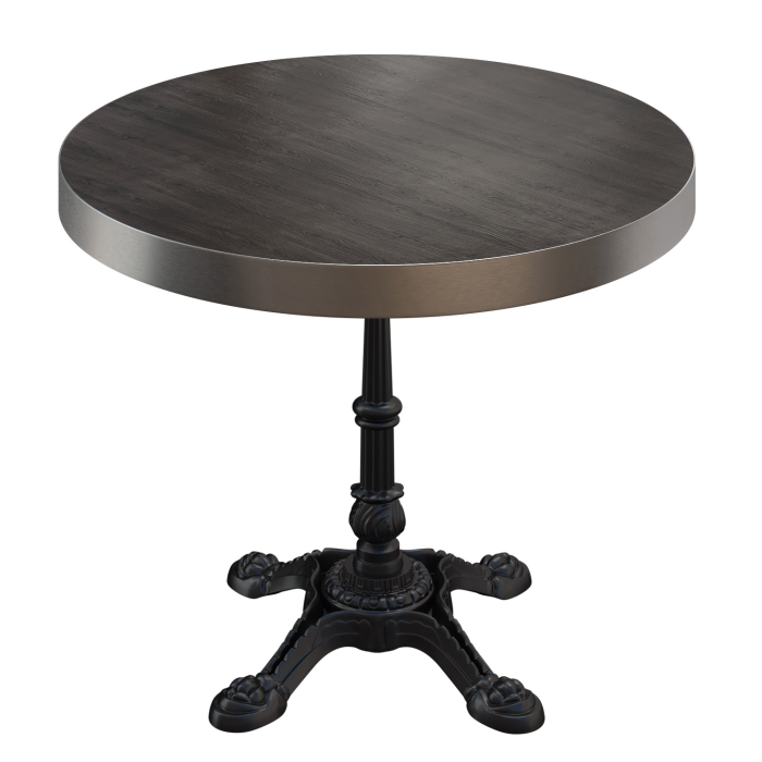 BPR | Bistro Tisch | Ø 60 x 77 cm | Rund | Edelstahl Rand | Wenge / Schwarz