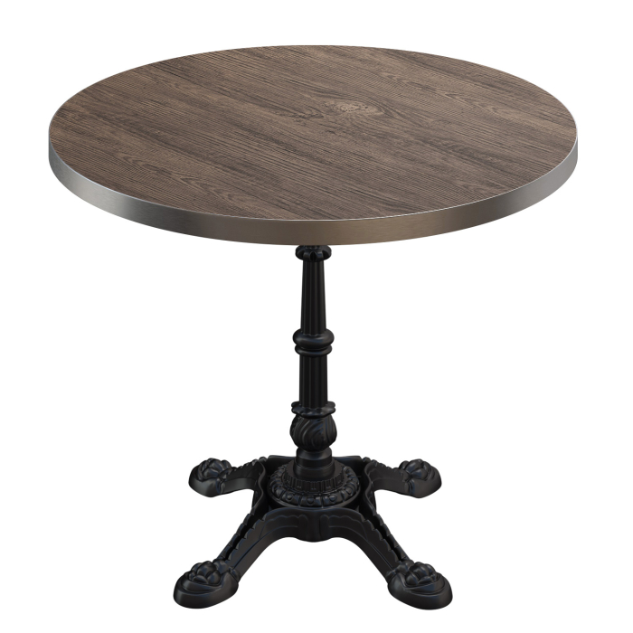 BPR | Bistro Tisch | Ø 70 x 74,5 cm | Rund | Edelstahl Rand | Light Wenge / Schwarz