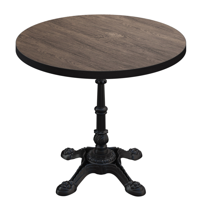 BPR | Bistro Tisch | Ø 70 x 74,5 cm | Rund | Schwarzer Rand | Light Wenge / Schwarz