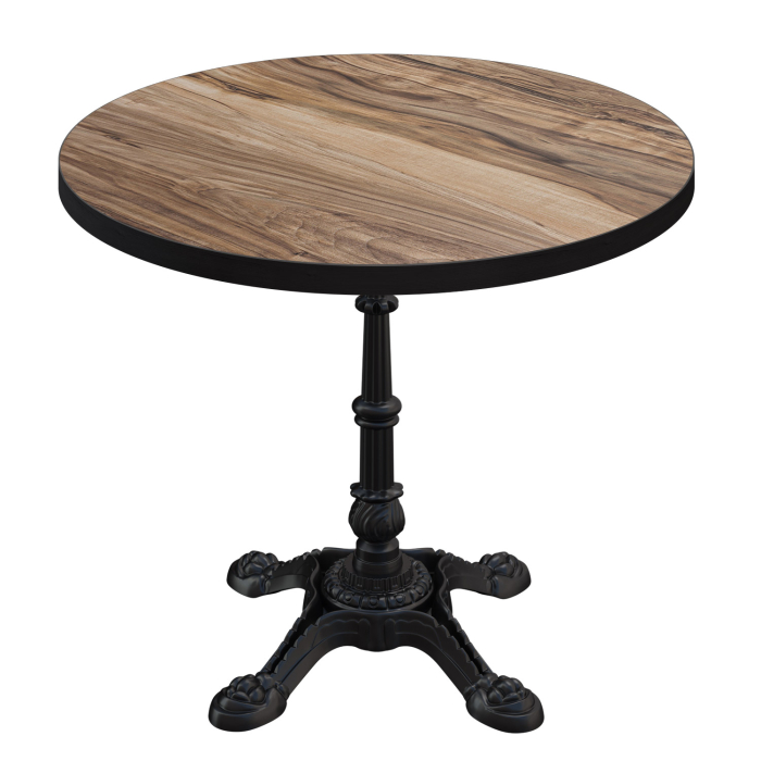 BPR | Bistro Tisch | Ø 70 x 74,5 cm | Rund | Schwarzer Rand | Sheesham / Schwarz