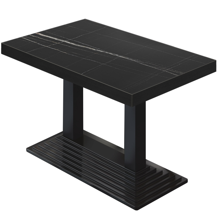 BPY | Bistro Table | 110 x 60 x 81 cm | Square | Black Marble / Black