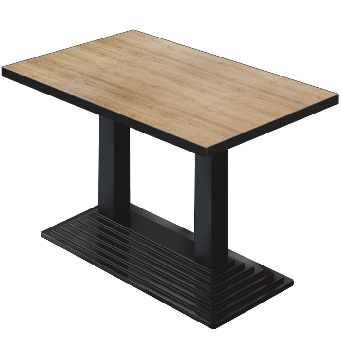 BPY | Bistro Tisch | 130 x 80 x 78,5 cm | Quadratisch | Schwarzer Rand | Eiche / Schwarz
