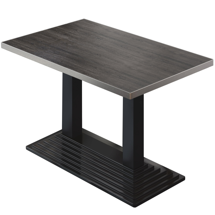 BPY | Bistro Tisch | 130 x 80 x 78,5 cm | Quadratisch | Edelstahl Rand | Wenge / Schwarz