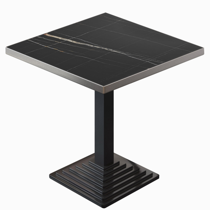 BPY | Table de bistrot | 60 x 60 x 78,5 cm | Carré | Marbre noir / Noir