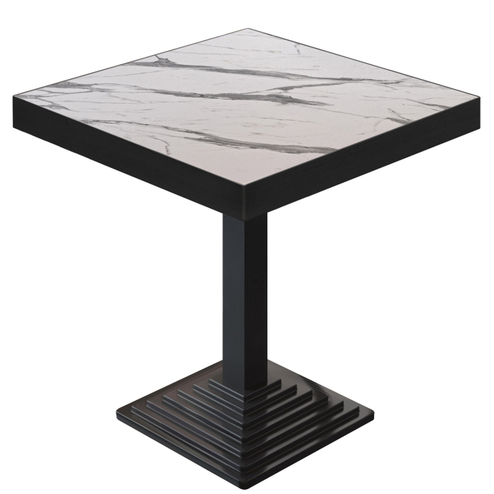 BPY | Table de bistrot | 60 x 60 x 81 cm | Carré | Blanc Marbre / Noir
