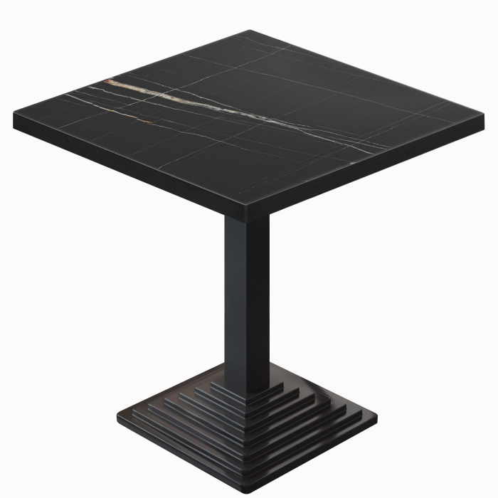 BPY | Bistrobord | 70 x 70 x 78,5 cm | Firkantet | Svart marmor/svart