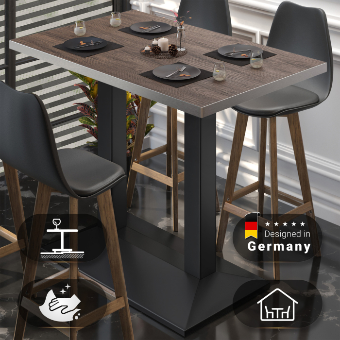 BPA | Bistro Høyt bord | 110 x 60 x 112 cm | Rustfritt stål kant | Rektangulær | Lys Wenge / Svart BPA | Bistro Høyt bord | 110 x 60 x 112 cm | Rustfritt stål kant | Rektangulær | Lys Wenge / Svart