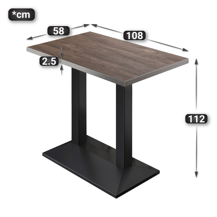 BPA | Bistro Høyt bord | 110 x 60 x 112 cm | Rustfritt stål kant | Rektangulær | Lys Wenge / Svart BPA | Bistro Høyt bord | 110 x 60 x 112 cm | Rustfritt stål kant | Rektangulær | Lys Wenge / Svart