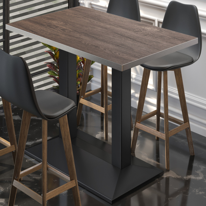 BPA | Bistro Høyt bord | 110 x 60 x 112 cm | Rustfritt stål kant | Rektangulær | Lys Wenge / Svart BPA | Bistro Høyt bord | 110 x 60 x 112 cm | Rustfritt stål kant | Rektangulær | Lys Wenge / Svart