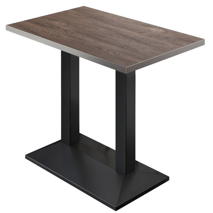 BPA | Bistro Stehtisch | 130 x 80 x 112 cm | Edelstahl Rand | Rechteckig | Light Wenge / Schwarz