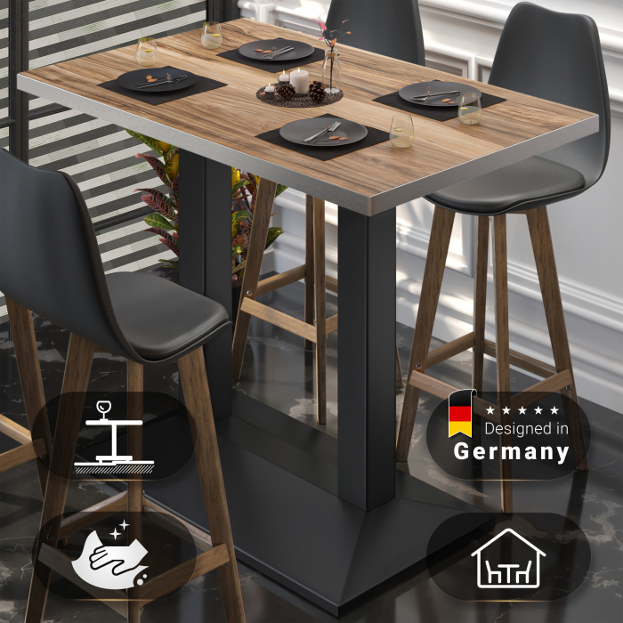 BPA | Bistro Stehbord | 110 x 60 x 112 cm | Rustfritt stål kant | Firkantet | Sheesham / Svart BPA | Bistro Stehbord | 110 x 60 x 112 cm | Rustfritt stål kant | Firkantet | Sheesham / Svart