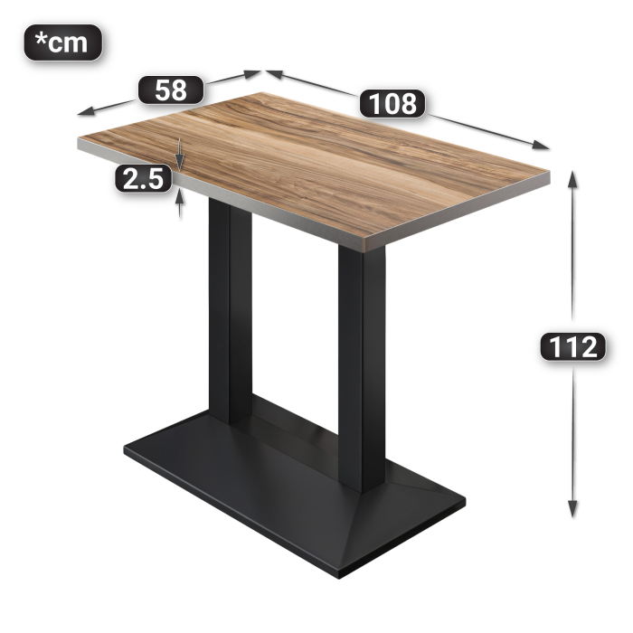 BPA | Bistro Stehbord | 110 x 60 x 112 cm | Rustfritt stål kant | Firkantet | Sheesham / Svart BPA | Bistro Stehbord | 110 x 60 x 112 cm | Rustfritt stål kant | Firkantet | Sheesham / Svart