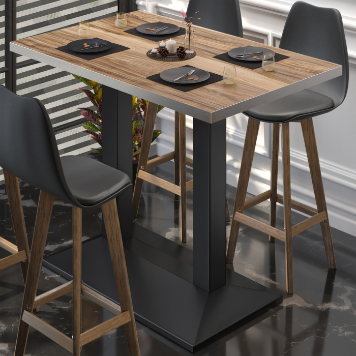 BPA | Bistro Stehbord | 110 x 60 x 112 cm | Rustfritt stål kant | Firkantet | Sheesham / Svart BPA | Bistro Stehbord | 110 x 60 x 112 cm | Rustfritt stål kant | Firkantet | Sheesham / Svart
