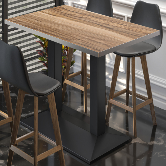 BPA | Bistro Stehbord | 110 x 60 x 112 cm | Rustfritt stål kant | Firkantet | Sheesham / Svart BPA | Bistro Stehbord | 110 x 60 x 112 cm | Rustfritt stål kant | Firkantet | Sheesham / Svart