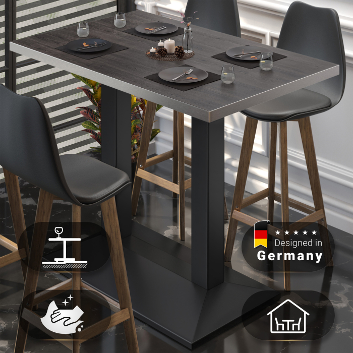 BPA | Bistro Stehbord | 110 x 60 x 112 cm | Rustfritt stål kant | Firkantet | Wenge / Svart