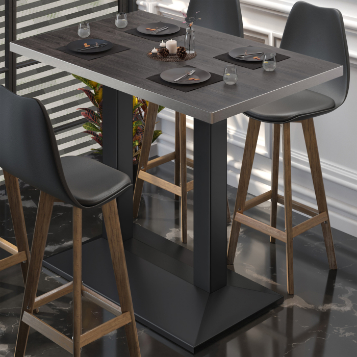 BPA | Bistro Stehbord | 110 x 60 x 112 cm | Rustfritt stål kant | Firkantet | Wenge / Svart