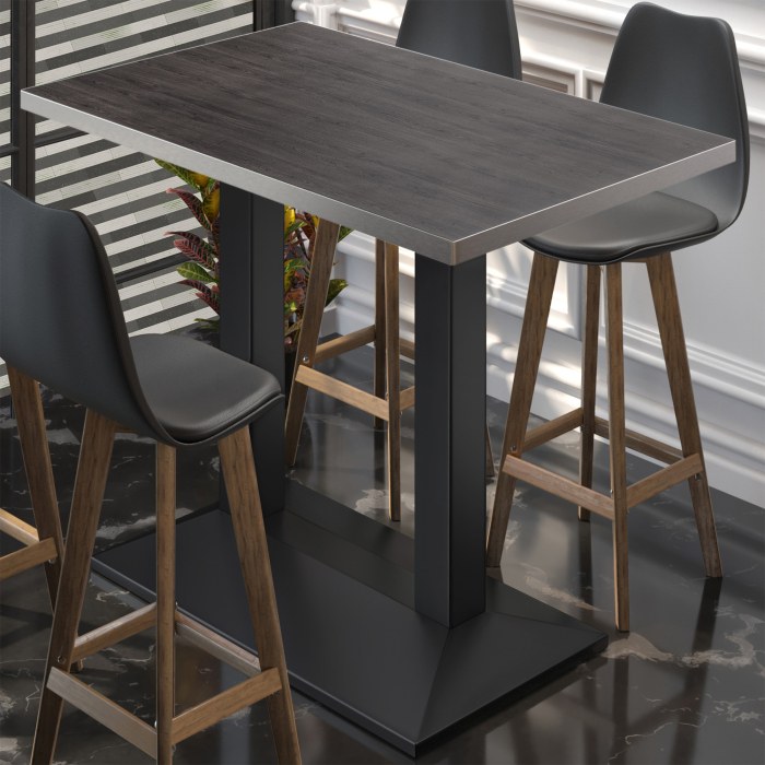 BPA | Bistro Stehbord | 110 x 60 x 112 cm | Rustfritt stål kant | Firkantet | Wenge / Svart