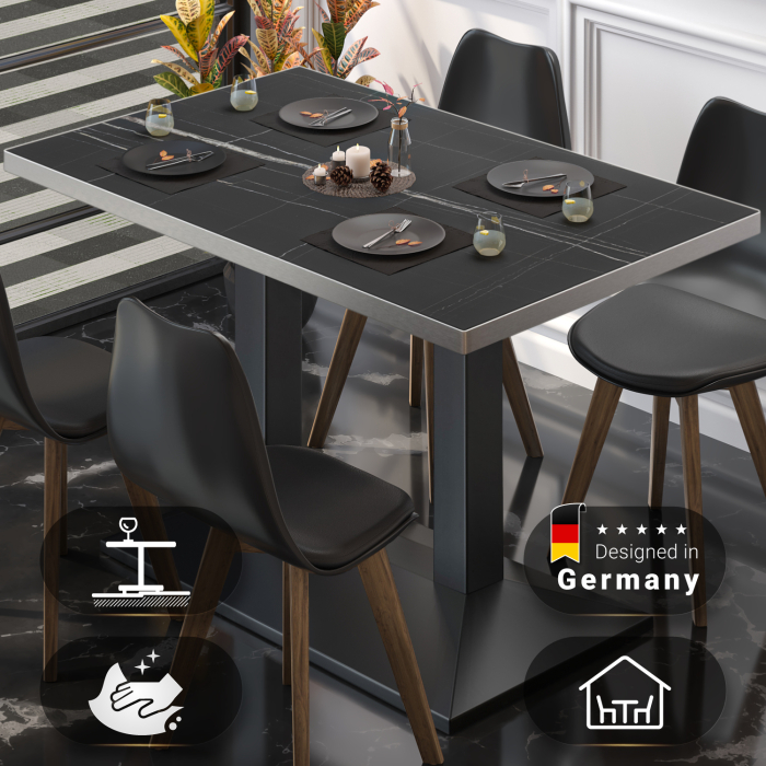 BPA | Bistro Table | 130 x 80 x 78.5 cm | Rectangular | Black Marble/ Black BPA | Bistro Table | 130 x 80 x 78.5 cm | Rectangular | Black Marble/ Black