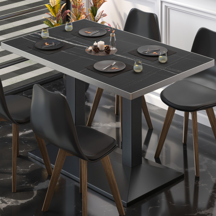 BPA | Bistro Table | 130 x 80 x 78.5 cm | Rectangular | Black Marble/ Black BPA | Bistro Table | 130 x 80 x 78.5 cm | Rectangular | Black Marble/ Black