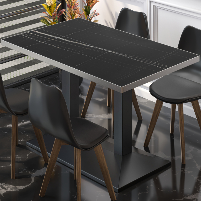 BPA | Bistro Table | 130 x 80 x 78.5 cm | Rectangular | Black Marble/ Black BPA | Bistro Table | 130 x 80 x 78.5 cm | Rectangular | Black Marble/ Black