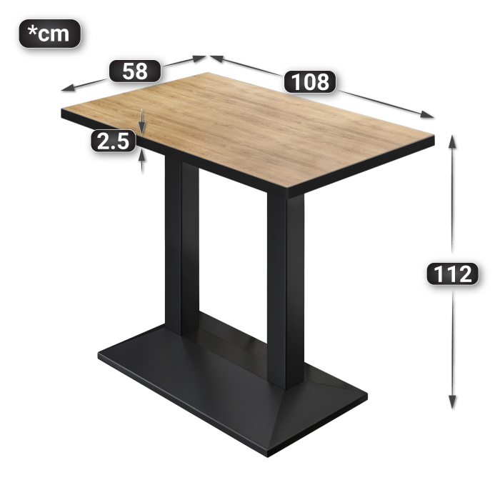 BPA | Bistro Ståbord | 110 x 60 x 112 cm | Svart kant | Rektangulær | Eik / Svart BPA | Bistro Ståbord | 110 x 60 x 112 cm | Svart kant | Rektangulær | Eik / Svart