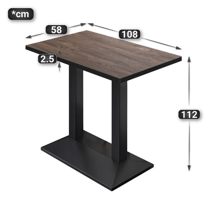 BPA | Bistro Stehbord | 110 x 60 x 112 cm | Svart kant | Rektangulær | Lys Wenge / Svart BPA | Bistro Stehbord | 110 x 60 x 112 cm | Svart kant | Rektangulær | Lys Wenge / Svart