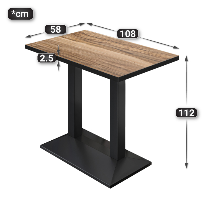 BPA | Bistro Stehtisch | 110 x 60 x 112 cm | Svart Kant | Rektangulær | Sheesham / Svart BPA | Bistro Stehtisch | 110 x 60 x 112 cm | Svart Kant | Rektangulær | Sheesham / Svart