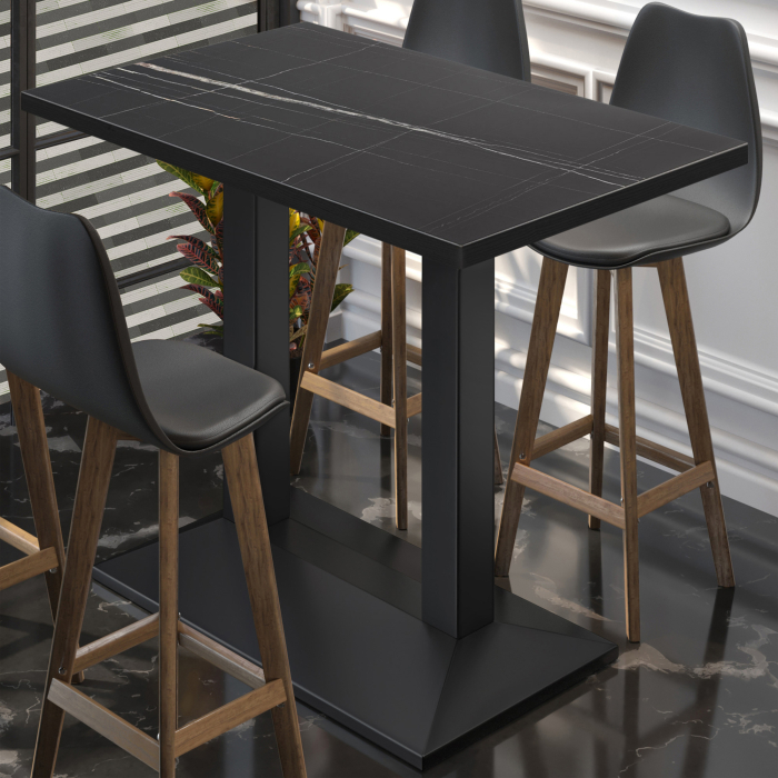 BPA | Bistro Steheksbord | 110 x 60 x 112 cm | Svart kant | Rektangulær | Svart marmor / Svart BPA | Bistro Steheksbord | 110 x 60 x 112 cm | Svart kant | Rektangulær | Svart marmor / Svart