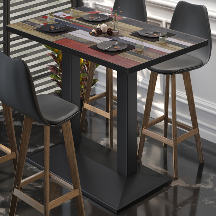 BPA | Bistro Stehtisch | 110 x 60 x 112 cm | Svart Kant | Firkantet | Vintage Fargerik / Svart BPA | Bistro Stehtisch | 110 x 60 x 112 cm | Svart Kant | Firkantet | Vintage Fargerik / Svart