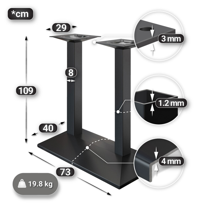 BPA | Bistro Stehtisch | 110 x 60 x 112 cm | Svart kant | Rektangulær | Hvit marmor / Svart BPA | Bistro Stehtisch | 110 x 60 x 112 cm | Svart kant | Rektangulær | Hvit marmor / Svart