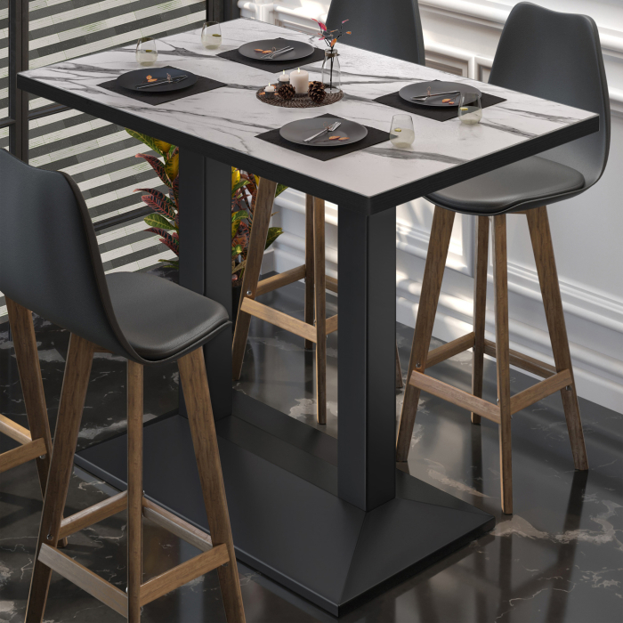 BPA | Bistro Stehtisch | 110 x 60 x 112 cm | Svart kant | Rektangulær | Hvit marmor / Svart BPA | Bistro Stehtisch | 110 x 60 x 112 cm | Svart kant | Rektangulær | Hvit marmor / Svart