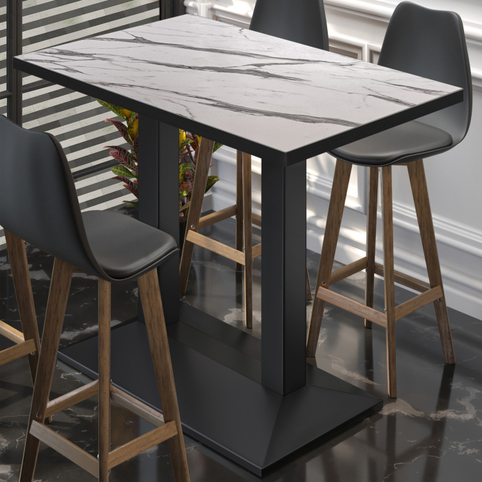 BPA | Bistro Stehtisch | 110 x 60 x 112 cm | Svart kant | Rektangulær | Hvit marmor / Svart BPA | Bistro Stehtisch | 110 x 60 x 112 cm | Svart kant | Rektangulær | Hvit marmor / Svart
