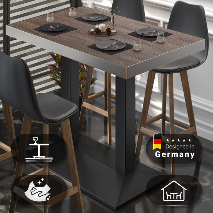 BPA | Bistro Stehbord | 110 x 60 x 114 cm | Rustfritt stål kant | Rechteckig | Lys Wenge / Svart BPA | Bistro Stehbord | 110 x 60 x 114 cm | Rustfritt stål kant | Rechteckig | Lys Wenge / Svart