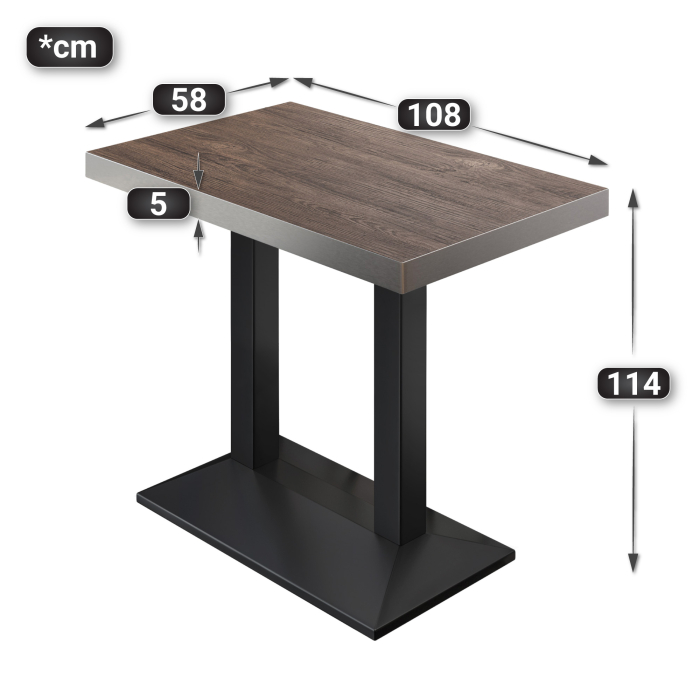 BPA | Bistro Stehbord | 110 x 60 x 114 cm | Rustfritt stål kant | Rechteckig | Lys Wenge / Svart BPA | Bistro Stehbord | 110 x 60 x 114 cm | Rustfritt stål kant | Rechteckig | Lys Wenge / Svart