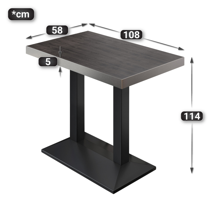 BPA | Bistro Stehbord | 110 x 60 x 114 cm | Rustfritt stål kant | Rektangulær | Wenge / Svart BPA | Bistro Stehbord | 110 x 60 x 114 cm | Rustfritt stål kant | Rektangulær | Wenge / Svart