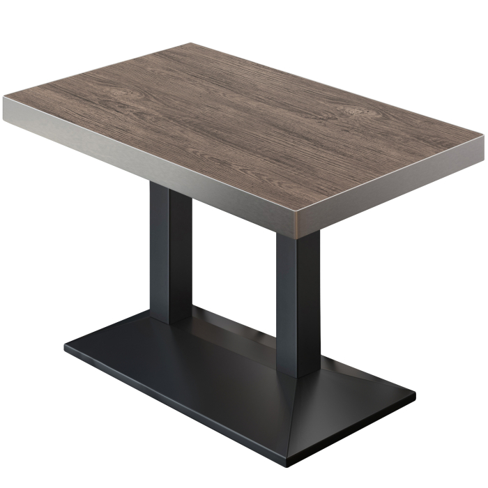 BPA | Bistro Tisch | 110 x 60 x 81 cm | Rechteckig | Edelstahl Rand | Light Wenge / Schwarz