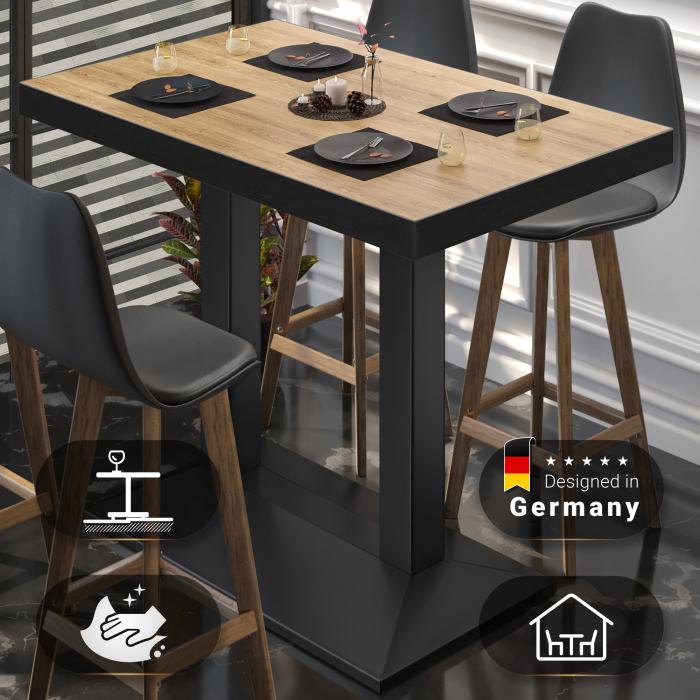 BPA | Bistro Steintabell | 110 x 60 x 114 cm | Svart kant | Rektangulær | Eik / Svart