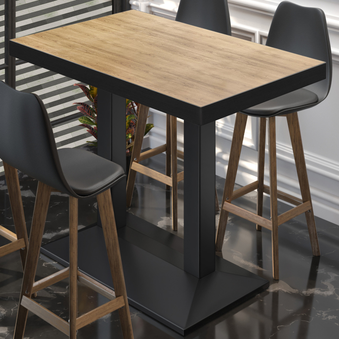 BPA | Bistro Steintabell | 110 x 60 x 114 cm | Svart kant | Rektangulær | Eik / Svart