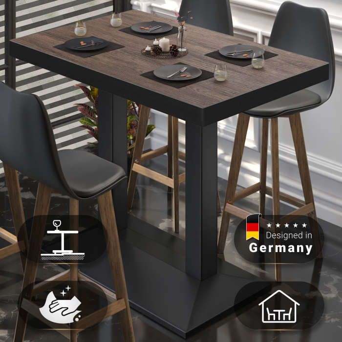 BPA | Bistro Stehbord | 110 x 60 x 114 cm | Svart kant | Rektangulær | Lys Wenge / Svart BPA | Bistro Stehbord | 110 x 60 x 114 cm | Svart kant | Rektangulær | Lys Wenge / Svart