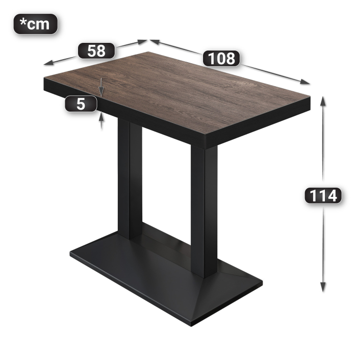 BPA | Bistro Stehbord | 110 x 60 x 114 cm | Svart kant | Rektangulær | Lys Wenge / Svart BPA | Bistro Stehbord | 110 x 60 x 114 cm | Svart kant | Rektangulær | Lys Wenge / Svart
