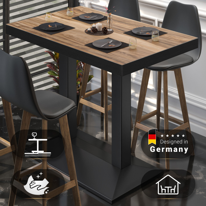 BPA | Bistro Stehtisch | 120 x 70 x 114 cm | Svart kant | Rektangulær | Sheesham / Svart BPA | Bistro Stehtisch | 120 x 70 x 114 cm | Svart kant | Rektangulær | Sheesham / Svart