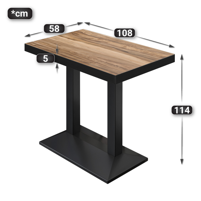 BPA | Bistro Steh Bord | 110 x 60 x 114 cm | Svart kant | Rektangulær | Sheesham / Svart BPA | Bistro Steh Bord | 110 x 60 x 114 cm | Svart kant | Rektangulær | Sheesham / Svart